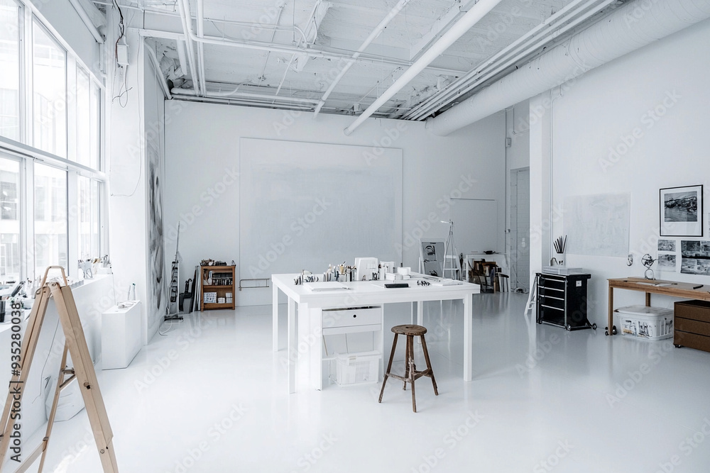 Obraz premium Art Studio with Clean Bright White Interior