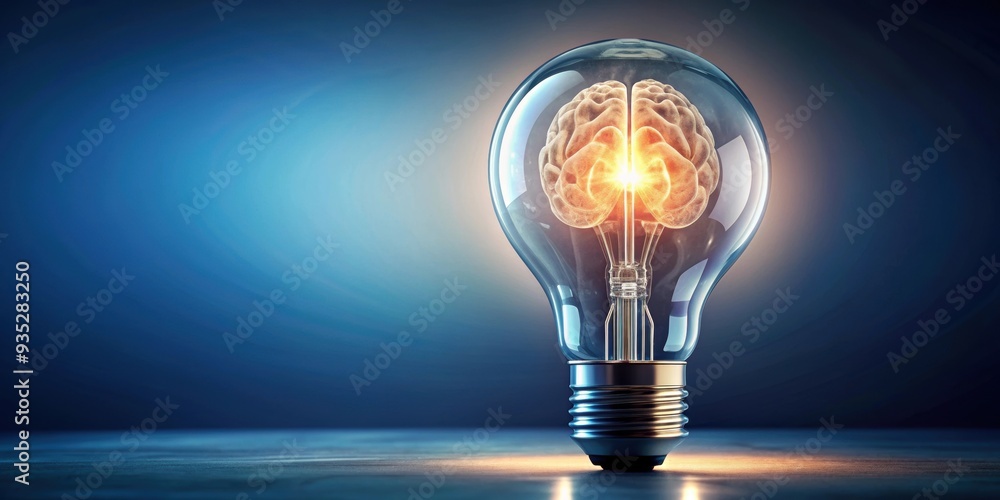 a brain inside a glowing light bulb, representing generating innovative ideas, brain, light bulb, idea a brain inside a glowing light bulb, representing generating innovative ideas, brain, light bulb, idea