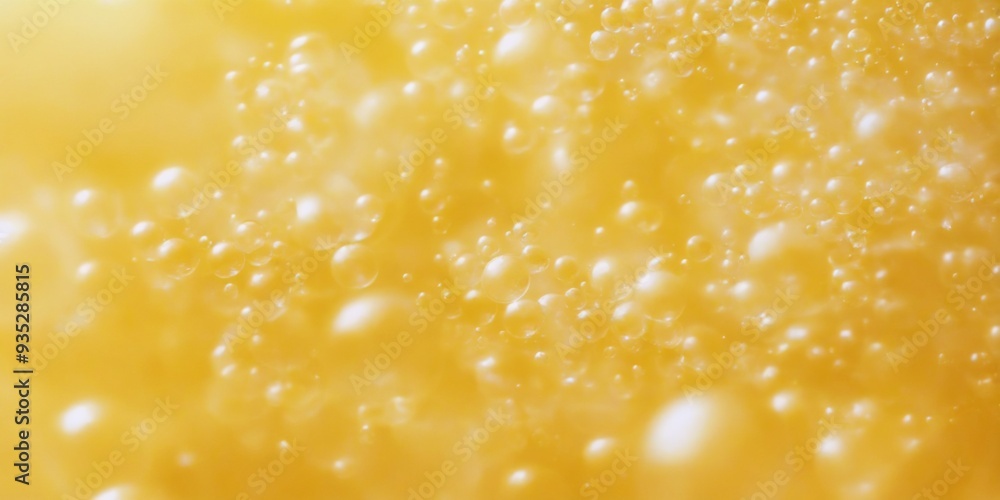Serene close-up of diverse bubbles in dreamy yellow background, Serene close-up of diverse bubbles in dreamy yellow background,