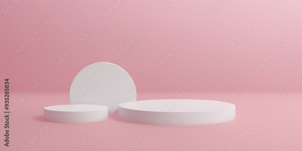 White circular objects on pink water surface creating ripples, s White circular objects on pink water surface creating ripples, s