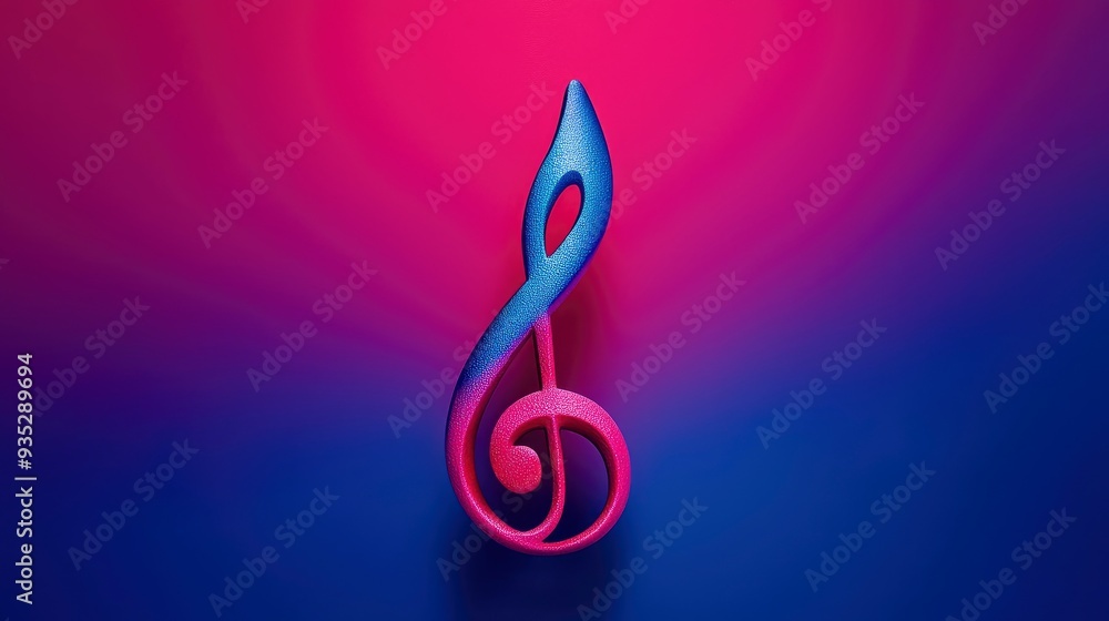 Beamed Eighth Note Symbol With Abstract Red-Blue Night Sky Beamed Eighth Note Symbol With Abstract Red-Blue Night Sky