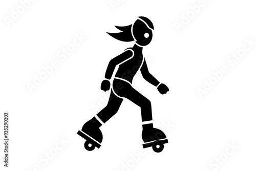 Silhouette of a Person Using Roller Skates, Vector Illustration, Roller Skating Icon, Sports Silhouette Clipart