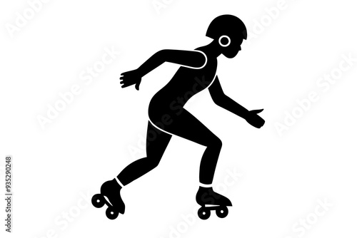 Silhouette of a Person Using Roller Skates, Vector Illustration, Roller Skating Icon, Sports Silhouette Clipart