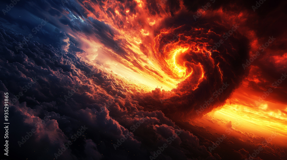 Spectacular Fiery Storm Cloud Vortex Over Dark And Vibrant Sky Captured In High Detail Spectacular Fiery Storm Cloud Vortex Over Dark And Vibrant Sky Captured In High Detail