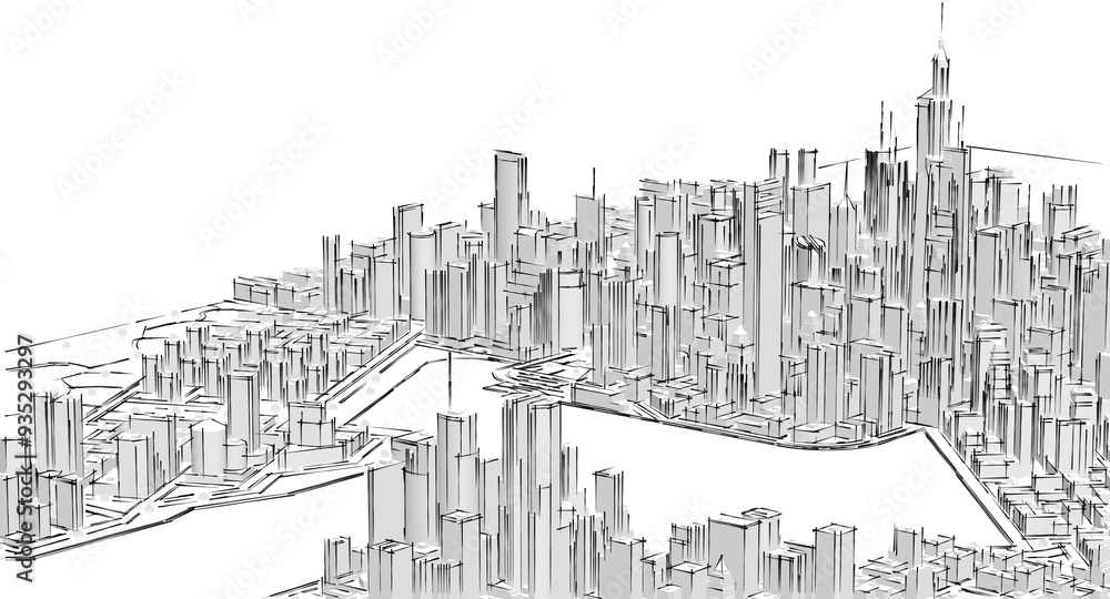 Fototapeta premium modern city panorama 3d illustration