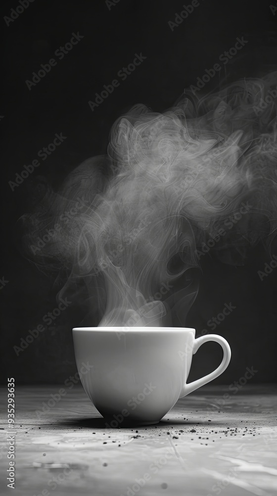 Understated steam rising from a coffee cup with a smooth area for text Understated steam rising from a coffee cup with a smooth area for text