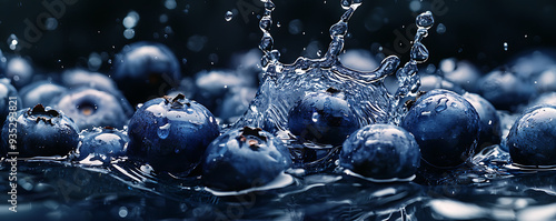 Wallpaper Mural Fresh blueberry splashing in water with vibrant droplets Torontodigital.ca