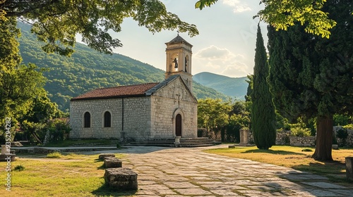 The Vlaska Court Church, the oldest ancient building in Cetinje old town, Montenegro. photo