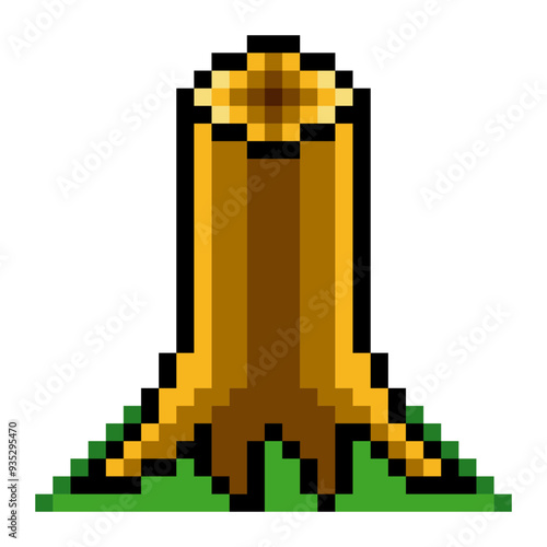 Tree stump in pixel art style