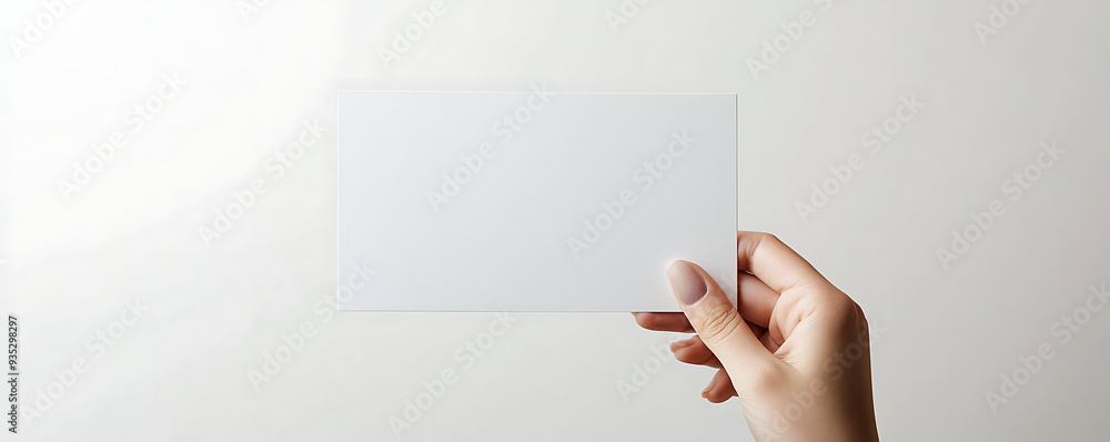 A close-up image of a hand holding a blank white flyer, perfect for design mockups or showcasing brochure designs A close-up image of a hand holding a blank white flyer, perfect for design mockups or showcasing brochure designs