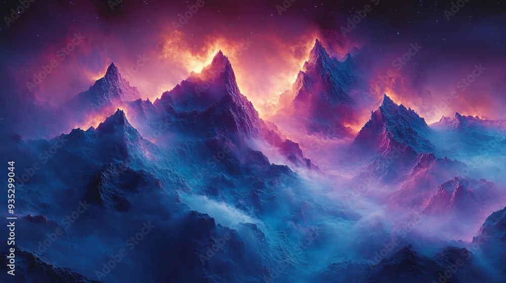 Etheric Mountain Range of Shifting Hues mountain range that appears to be made of pure color Etheric Mountain Range of Shifting Hues mountain range that appears to be made of pure color