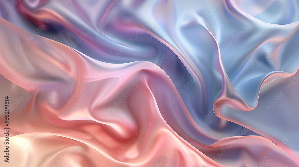 Obraz premium Abstract soft folds of pastel silk fabric with a smooth, flowing texture