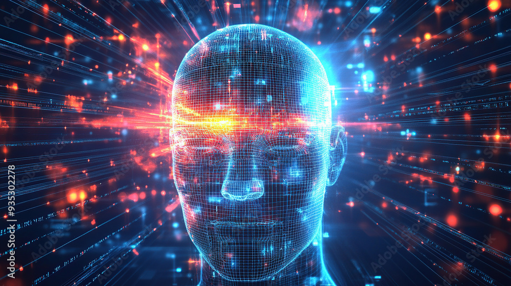 Abstract digital human head with an artificial intelligence concept Abstract digital human head with an artificial intelligence concept