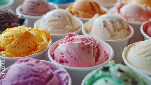 Various colorful ice cream in paper cup