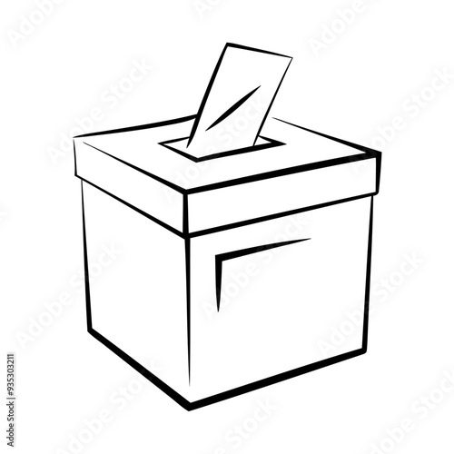 Black silhouette vote poll ballot box icon and vector illustration