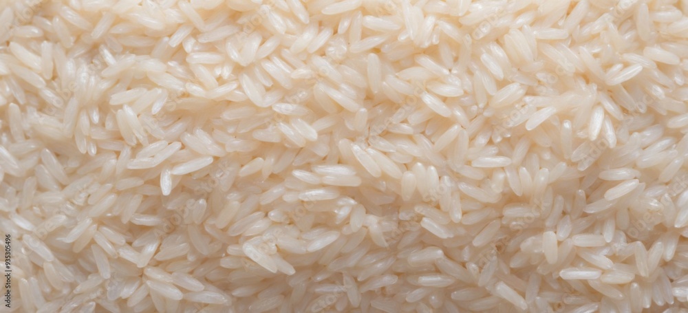 Close-up of uniform white rice grains with overlapping, soft app Close-up of uniform white rice grains with overlapping, soft app
