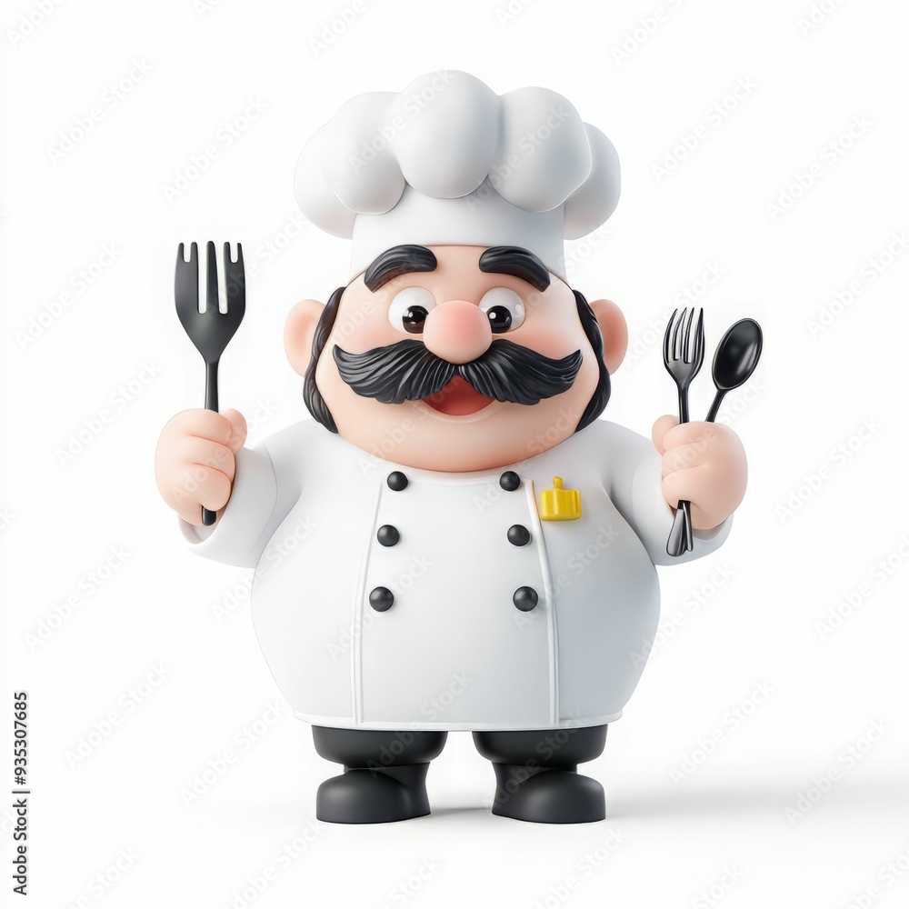 A cheerful cartoon chef character holding cooking utensils, ready to prepare delicious meals in a vibrant kitchen setting. A cheerful cartoon chef character holding cooking utensils, ready to prepare delicious meals in a vibrant kitchen setting.