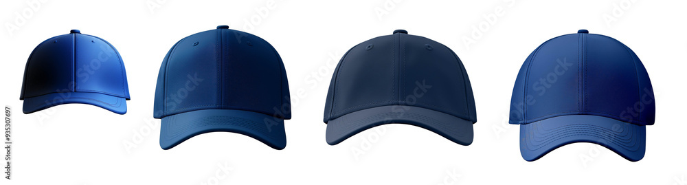 Collection of blue hats in various styles, perfect for fashion, sports, PNG Collection of blue hats in various styles, perfect for fashion, sports, PNG