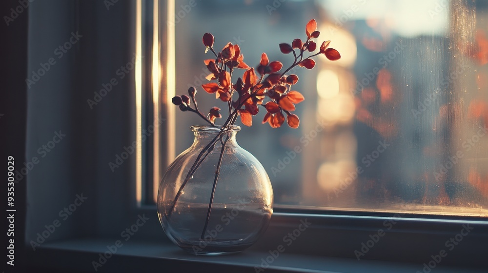 Vibrant Begonia Flower in Vase on Windowsill for Fresh Home Decor Vibrant Begonia Flower in Vase on Windowsill for Fresh Home Decor