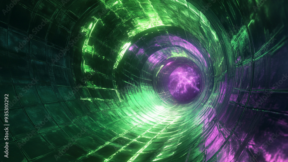 Obraz premium green and purple warp gate to another universe in fantasy version