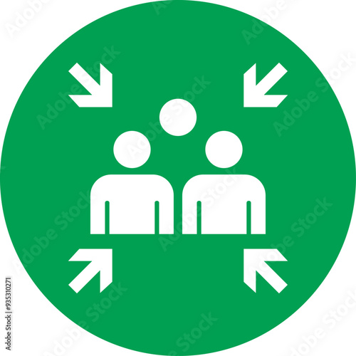 Emergency evacuation assembly point sign. Assembly point icon. Safety Signs. Evacuation Plan. Vector illustration