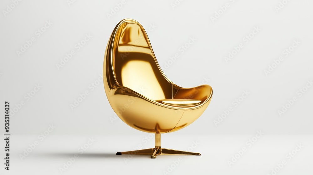 Modern minimalist golden chair with sleek design in a bright studio on a white background Modern minimalist golden chair with sleek design in a bright studio on a white background