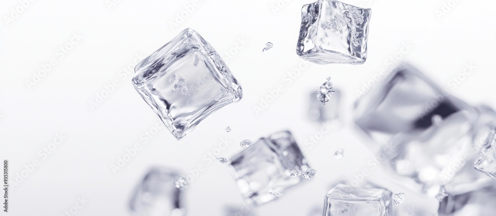 Floating Ice Cubes on White Background Floating Ice Cubes on White Background