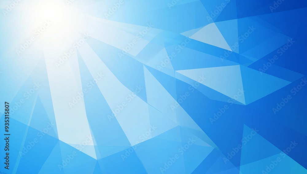 Obraz premium Minimalist Blue Geometric Background with Low-Poly Polygonal Shapes in Vector Illustration, Perfect for Internet Product and Service Presentations