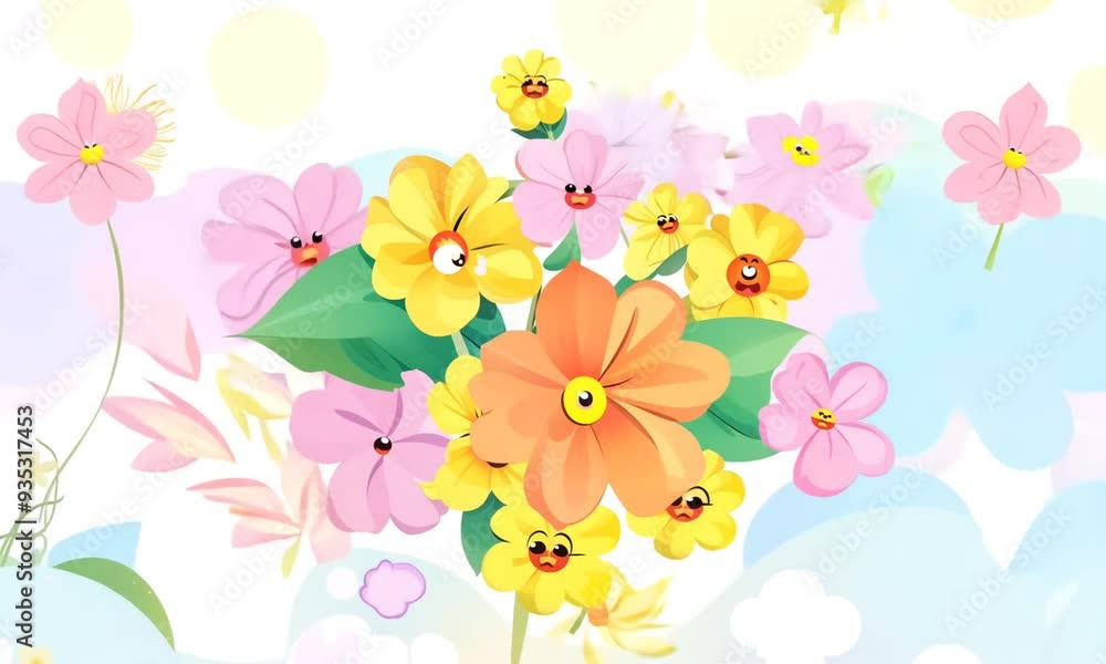 A pile of fragrant flowers drawn in cartoon style, cute Generative ai A pile of fragrant flowers drawn in cartoon style, cute Generative ai