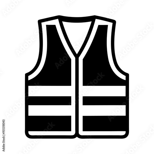 Silhouette firefighter safety vest suit uniform icon and vector illustration