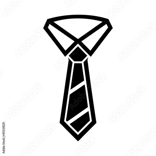 Black silhouette businessman collar necktie icon and vector illustration