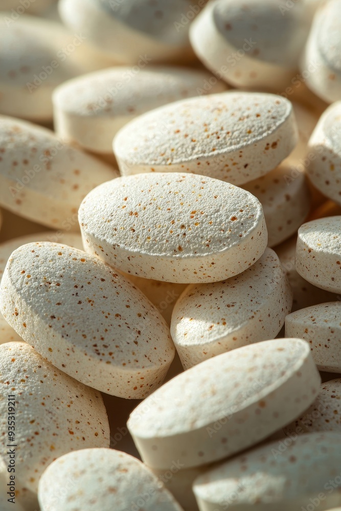 Close-up of White Oval Pills Close-up of White Oval Pills