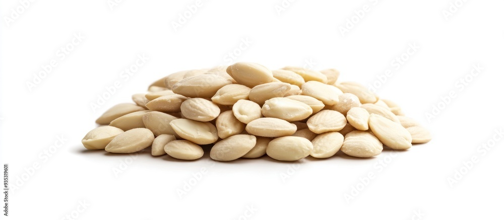 Pile of Peeled Almonds Isolated on White Background Pile of Peeled Almonds Isolated on White Background