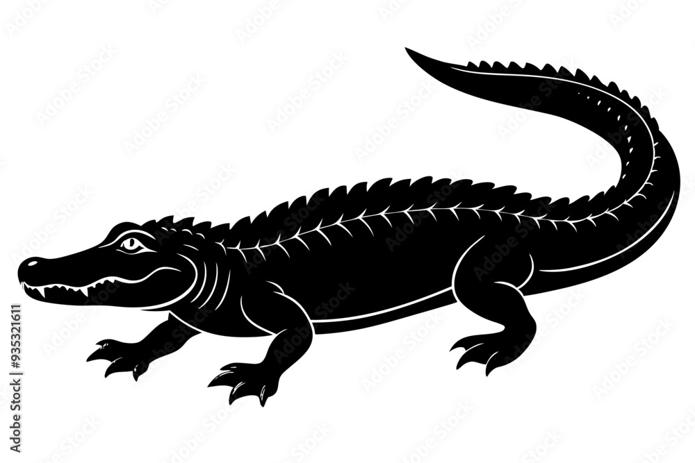 Fototapeta premium Alligator vector silhouette, crocodile icon, Crocodile and alligator silhouette 