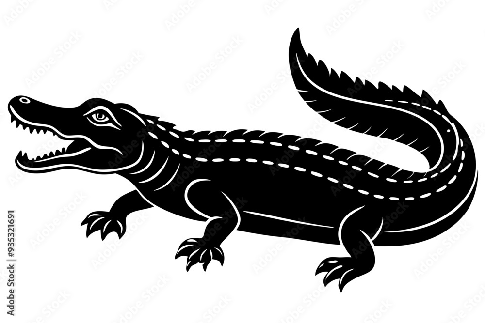 Fototapeta premium Alligator vector silhouette, crocodile icon, Crocodile and alligator silhouette 