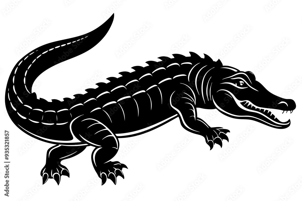 Fototapeta premium Alligator vector silhouette, crocodile icon, Crocodile and alligator silhouette 