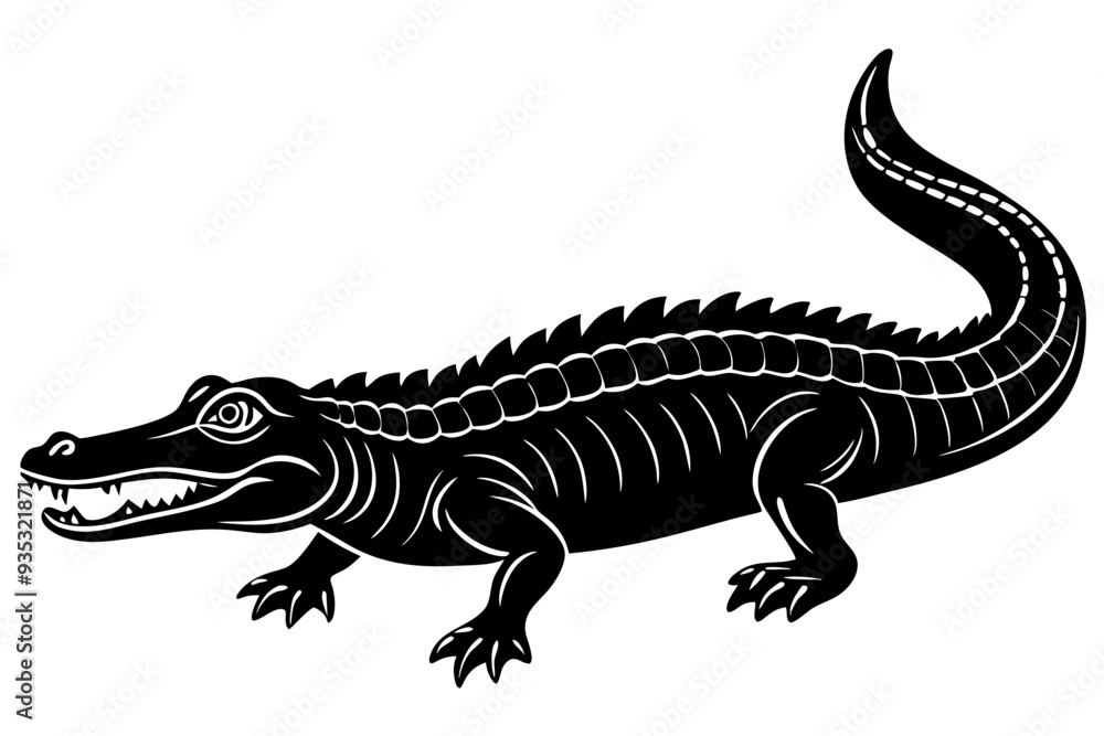 Fototapeta premium Alligator vector silhouette, crocodile icon, Crocodile and alligator silhouette 