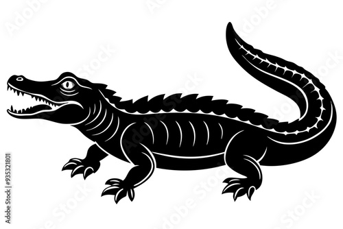 Alligator vector silhouette, crocodile icon, Crocodile and alligator silhouette 