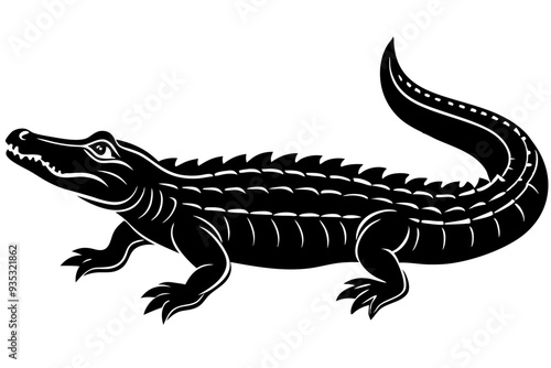 Alligator vector silhouette, crocodile icon, Crocodile and alligator silhouette 