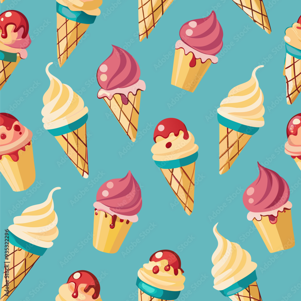 Seamless pattern with ice cream and pop vector image Seamless pattern with ice cream and pop vector image