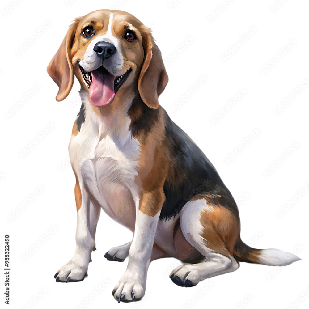 Beagle Sitting and Panting Isolated on White Background Ideal for Pet and Animal Photography Beagle Sitting and Panting Isolated on White Background Ideal for Pet and Animal Photography