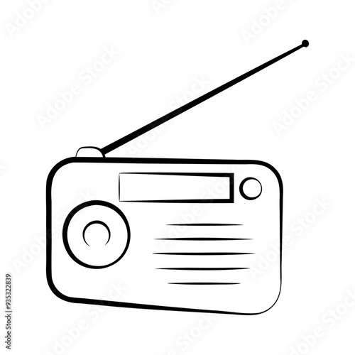 Black silhouette cyberspace broadcasting line art radio icon and vector illustration