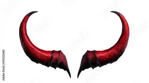 Red Devil Horns on White Background for Halloween and Fantasy Themes