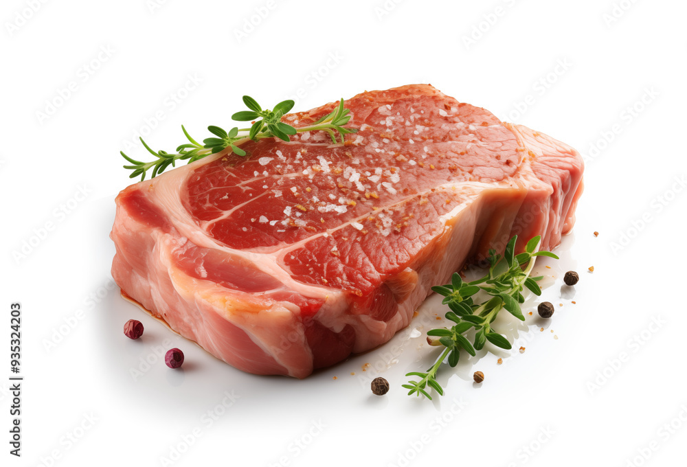 Raw pork shoulder butt steaks, isolated on white background. Raw pork shoulder butt steaks, isolated on white background.