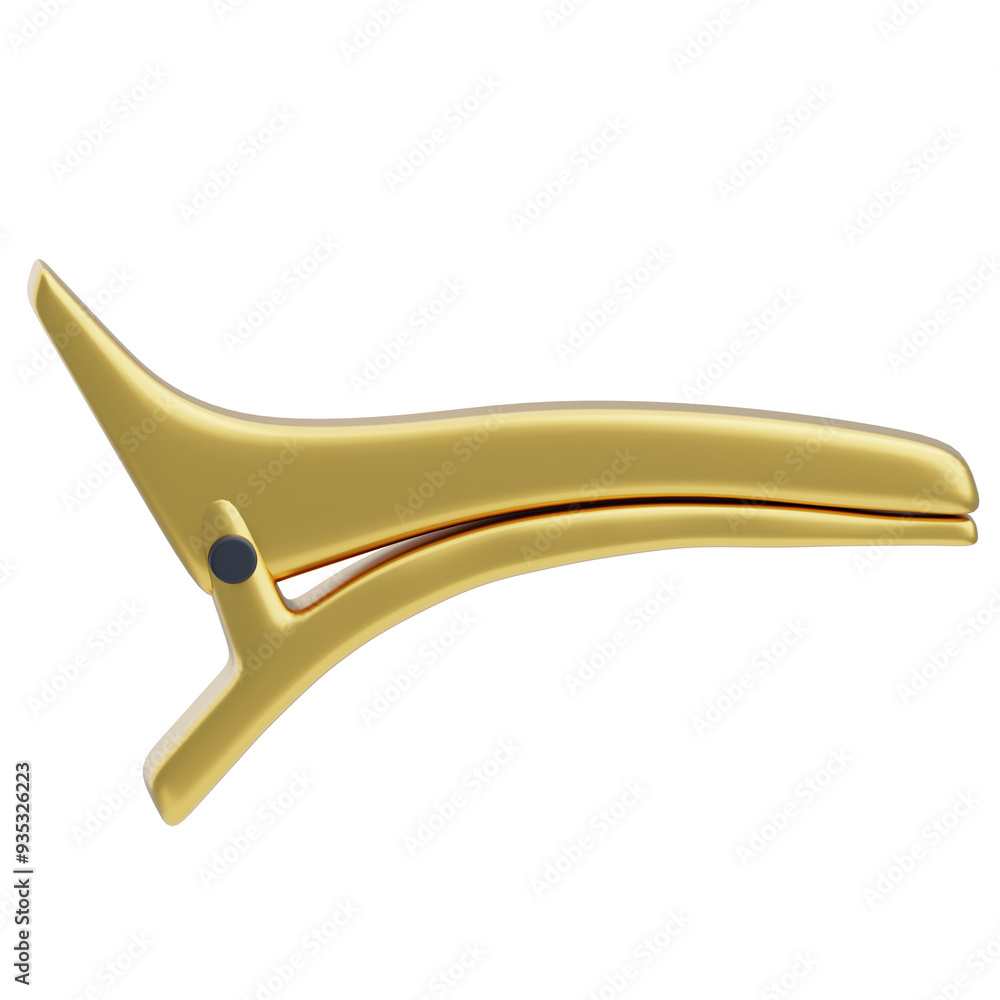 Fototapeta premium Gold Hair Clip Accessory 3D Design Model