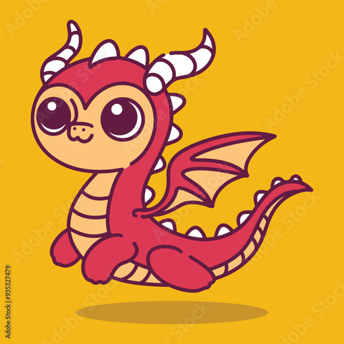 Cute Dragon 2D cartoon character clipart