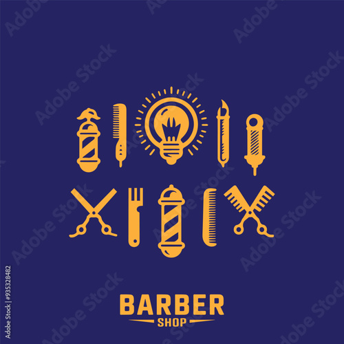Hair salon logo. Barber shop, retro and vintage style, design.