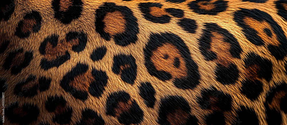 The close-up features a vibrant, textured pattern of a leopard's fur, showcasing the distinct rosettes and rich colors of its coat. The close-up features a vibrant, textured pattern of a leopard's fur, showcasing the distinct rosettes and rich colors of its coat.