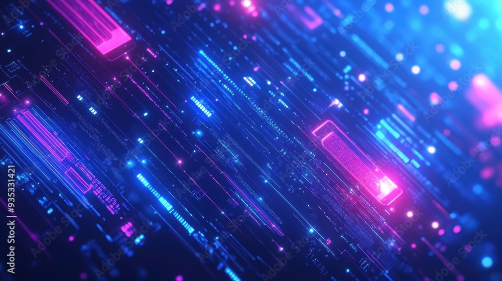 A vibrant digital landscape with glowing lines and shapes, representing technology and data flow. A vibrant digital landscape with glowing lines and shapes, representing technology and data flow.