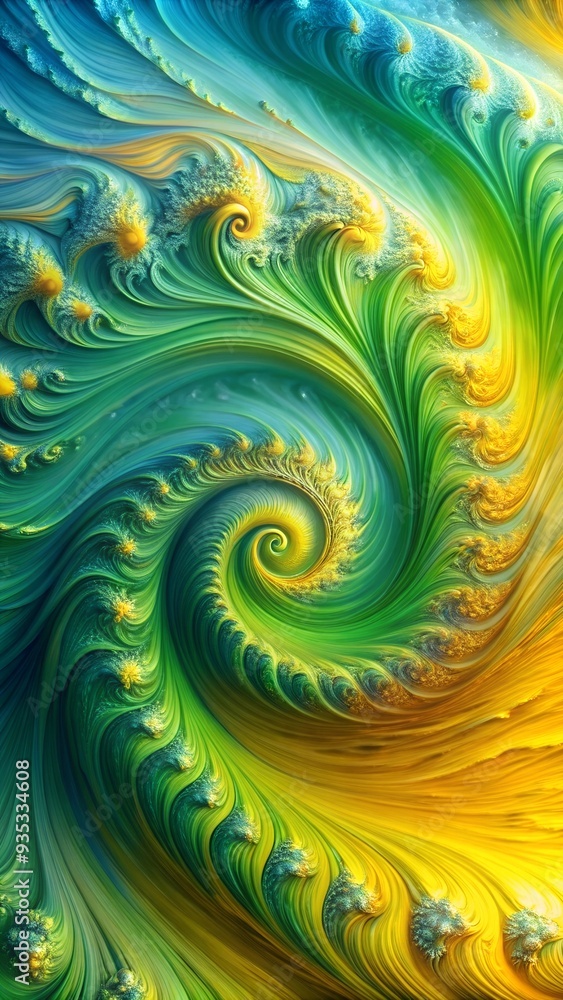 Chromatic Spiral Symphony: A vibrant, swirling fractal design in hues of blue, green, and gold. Chromatic Spiral Symphony: A vibrant, swirling fractal design in hues of blue, green, and gold.